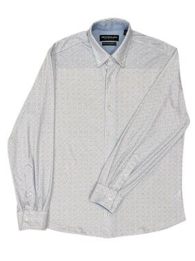 NWOT NICK GRAHAM Men’s Light Blue/White Micro Swirl-Print Stretch-Knit Shirt